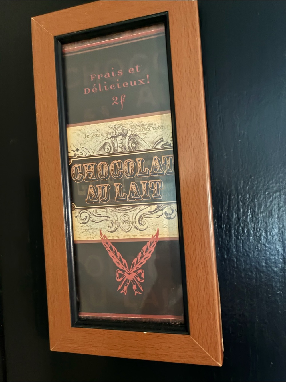 Chocolat au Lait Wall Art in Brown Wood Frame